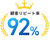顧客リピート率92％