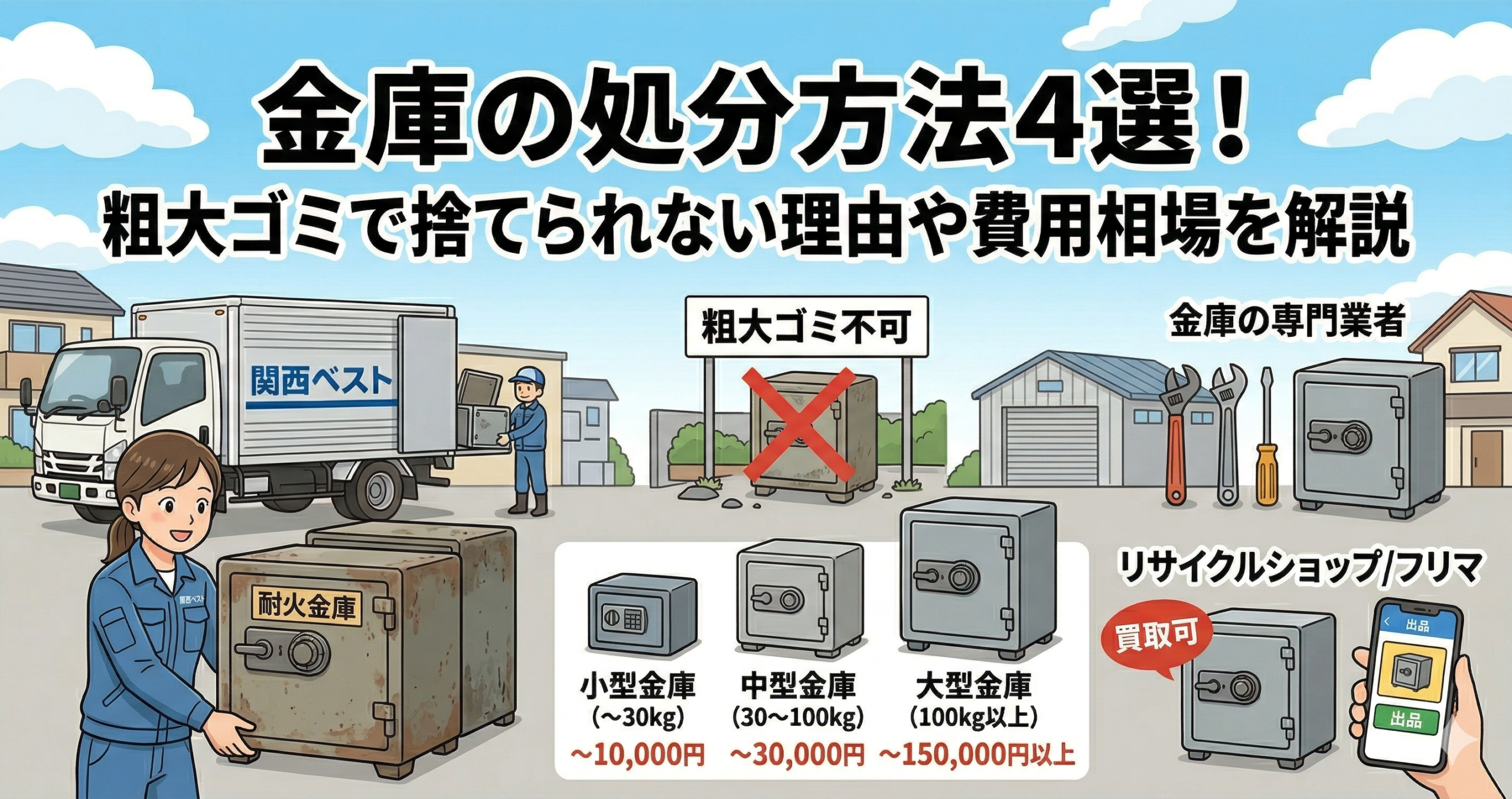 金庫の処分方法4選！粗大ゴミで捨てられない理由や費用相場